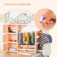 ARMADIO PORTAGIOCHI CON CONTENITORI E APPENDIABITI 128X34X155CM ARANCIONE