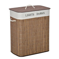 CESTO PER BIANCHERIA IN BAMBÙ DA 100 LT CON 2 SCOMPARTI + COPERCHIO E MANIGLIE COLOR MARRONE