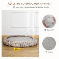 CUCCIA PER CANI E GATTI ROTONDA CON BORDI RIALZATI E CUSCINO, IMBOTTITO EFFETTO VELLUTO, F93X15CM, GRIGIA