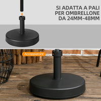 BASE PER OMBRELLONE DA GIARDINO IN PLASTICA PP MAX 18KG DI PESO, Ø45X33 CM, NERO