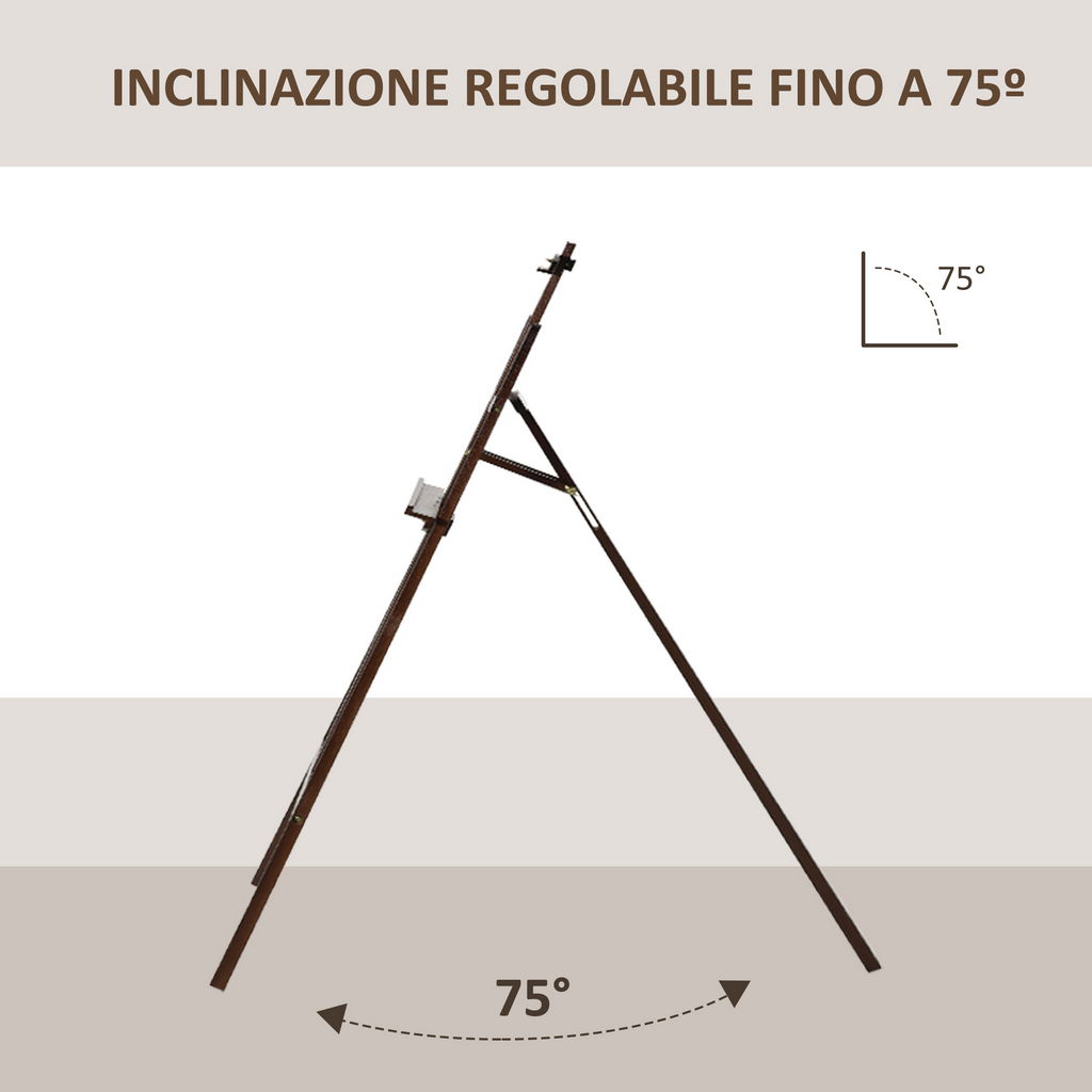CAVALLETTO PITTURA REGOLABILI IN LEGNO 51,5X71,5X134,5 CM IN COLORE MARRONE