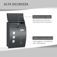 CASSETTA POSTALE RICURVA IN ACCIAIO ZINCATO 45X10X32 CM GRIGIO