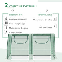 SERRA PER PIANTE ORTO CON 2 COPERTURE IN PE E PVC, STRUTTURA IN ACCIAIO - VERDE 180X90X90CM