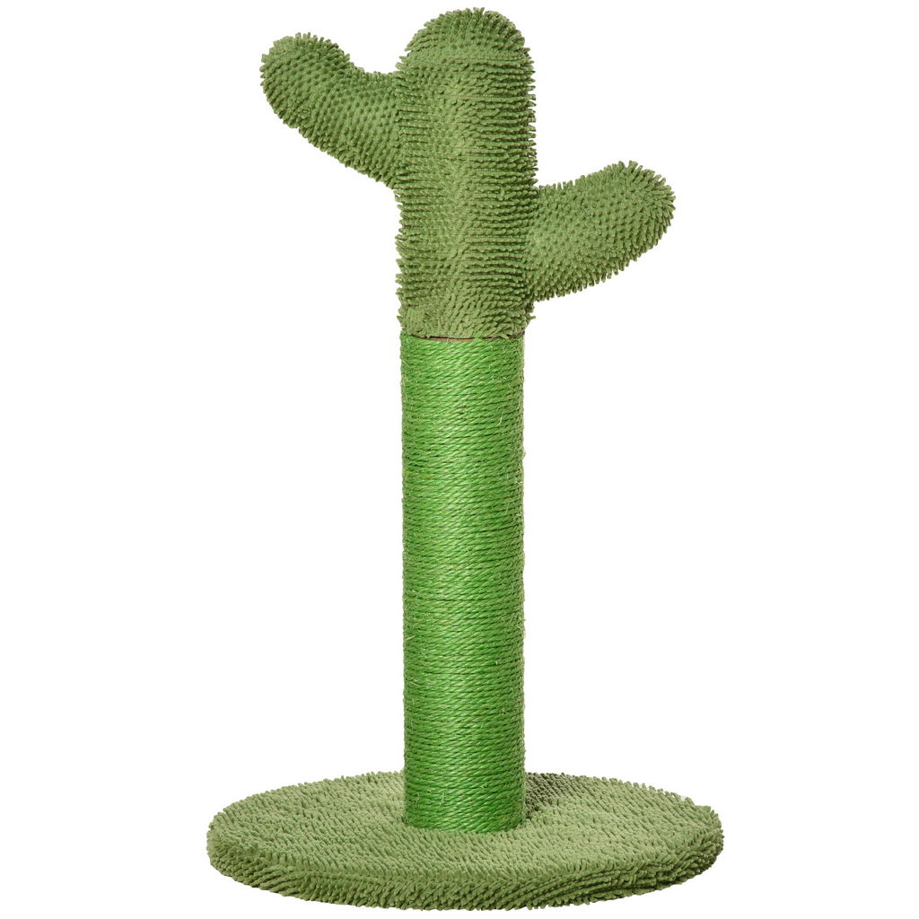 ALBERO TIRAGRAFFI PER GATTI A FORMA DI CACTUS CON CORDE IN SISAL, 40X40X65CM, VERDE