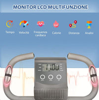 BICI DA FITNESS PIEGHEVOLE 2 IN 1 REGOLABILE 8 LIVELLI + SENSORI ELASTICI E SCHERMO LCD COLOR GRIGIO