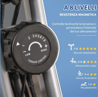 BICI DA FITNESS PIEGHEVOLE 2 IN 1 REGOLABILE 8 LIVELLI + SENSORI ELASTICI E SCHERMO LCD COLOR GRIGIO