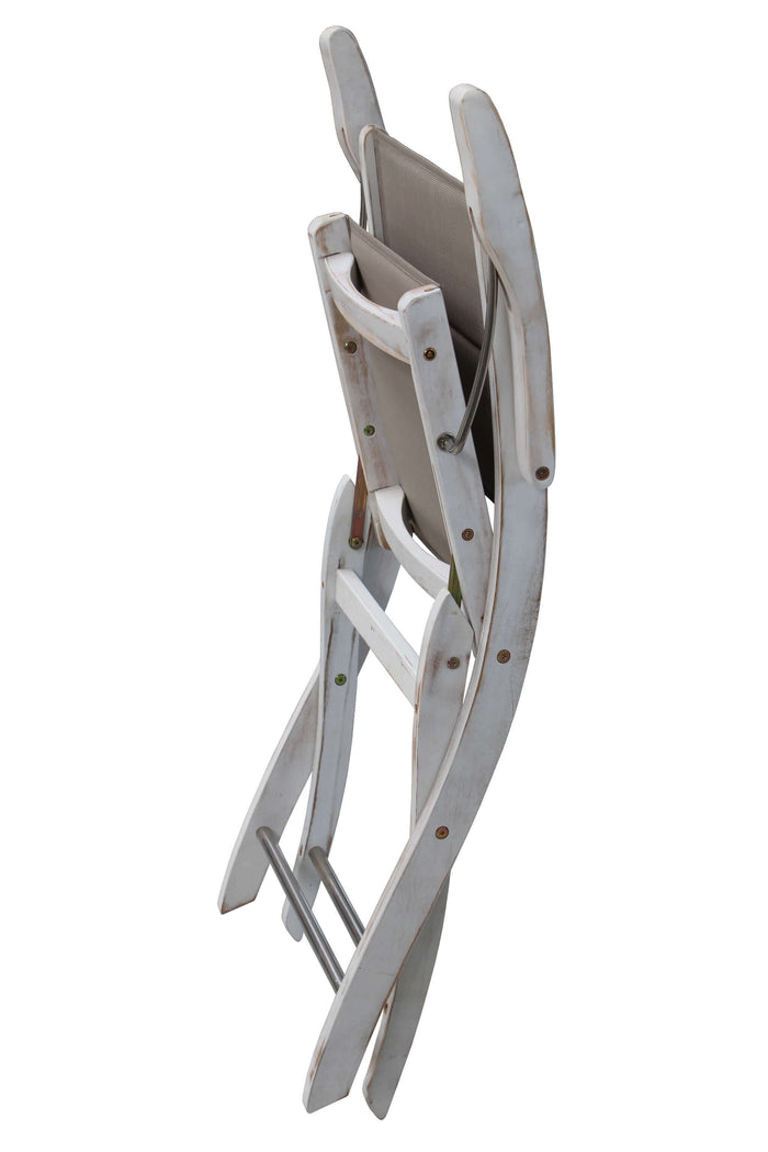 SEDIA ALEXA PIEGHEVOLE IN LEGNO DI ACACIA CON SEDUTA GRIGIA