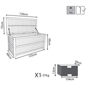 BAULE CONTENITORE IN LEGNO MASSICCIO DI ACACIA 130 X 55 X H59 CM OKX