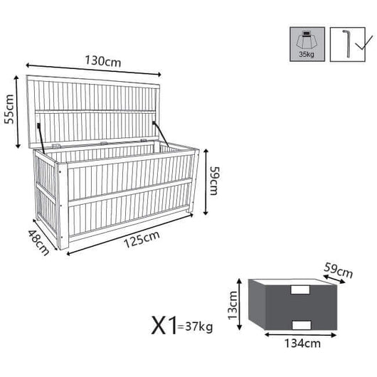 BAULE CONTENITORE IN LEGNO MASSICCIO DI ACACIA 130 X 55 X H59 CM OKX