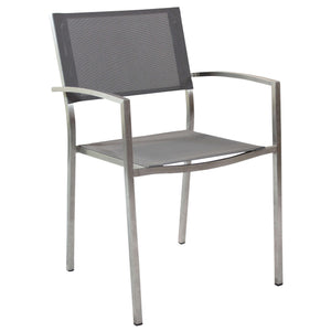 SEDIA FLORIDA IN ACCIAIO INOX E TEXTILENE IN COLORE GRIGIO