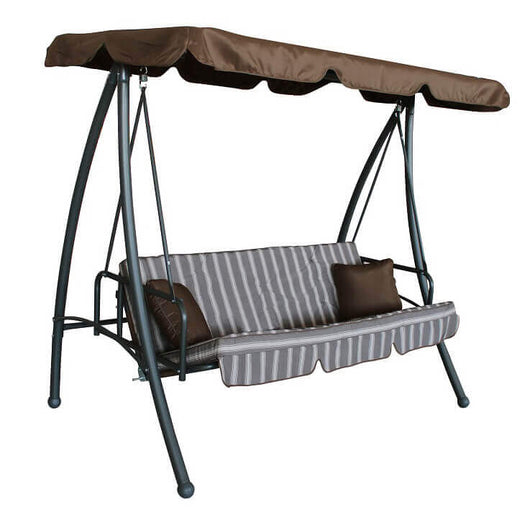 DONDOLO ANTIGUA CON CUSCINI STRUTTURA DI ACCIAIO E TELO MARRONE 208 X116XH168 CM