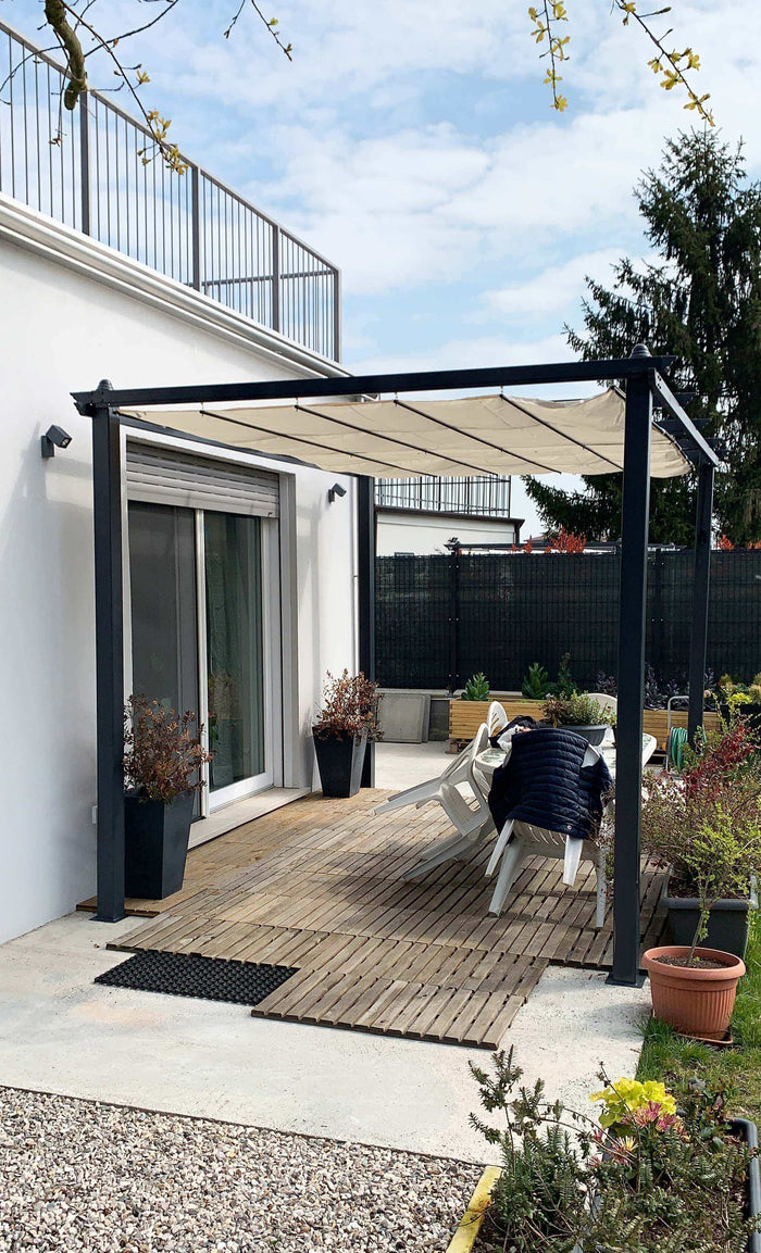 GAZEBO ASTORIA  ANTRACITE CON TELO BEIGE 3X4 MT