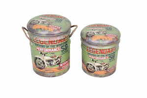 SET DI 2 POUF CONTENITORE TONDI MULTIFUNZIONALI VERDE