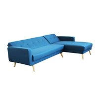 DIVANO LETTO ARTHUR CON CHAISE LONGUE BLU MELANGE 176 X 84 X H 84 CM