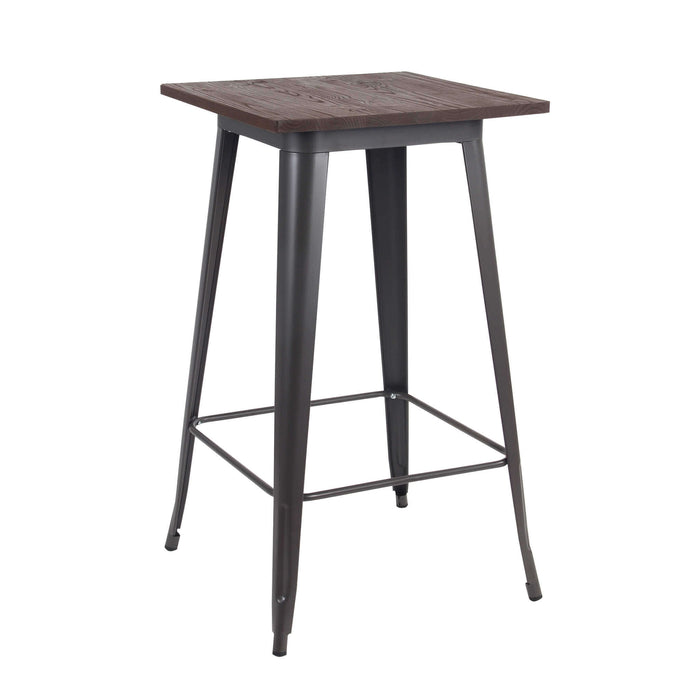 TAVOLINO ALTO PORDOI IN ACCIAIO CON PIANO DI LEGNO 60 X 60 X H103 CM