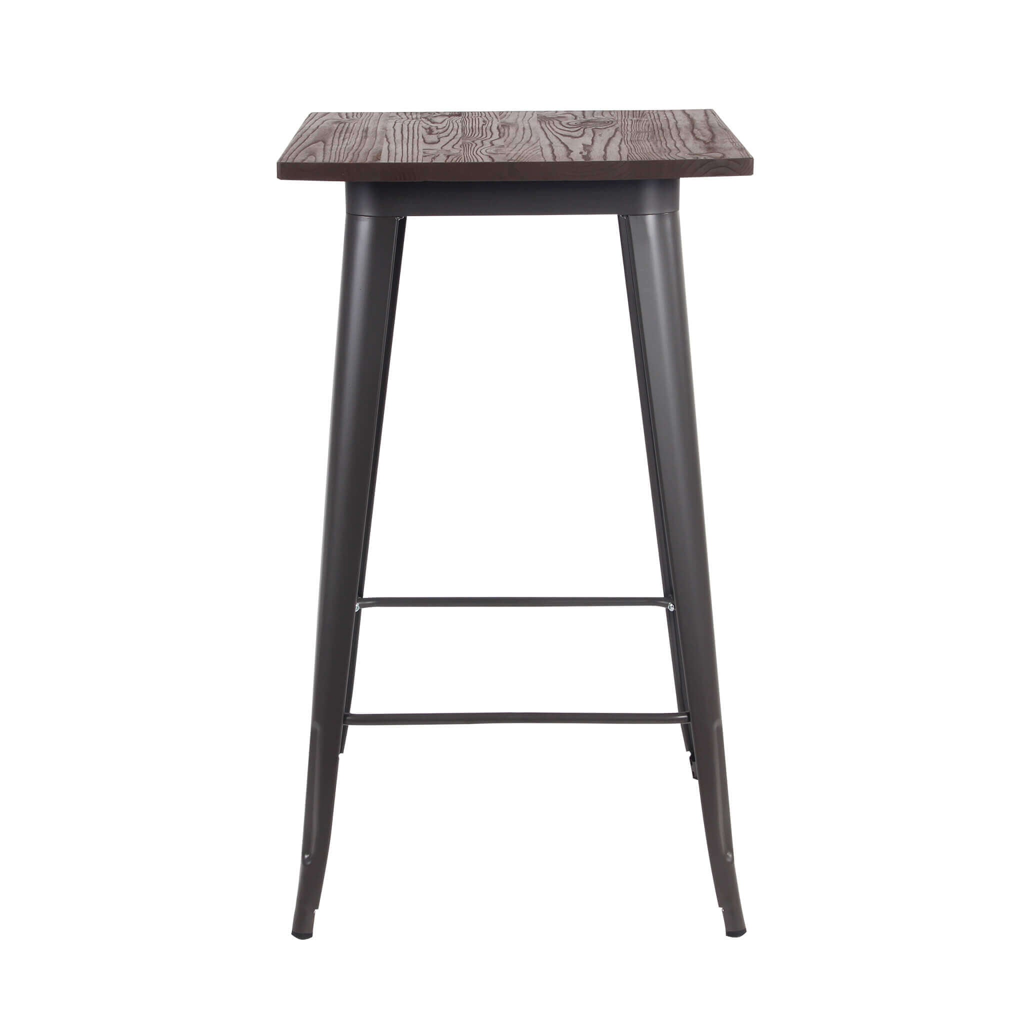 TAVOLINO ALTO PORDOI IN ACCIAIO CON PIANO DI LEGNO 60 X 60 X H103 CM