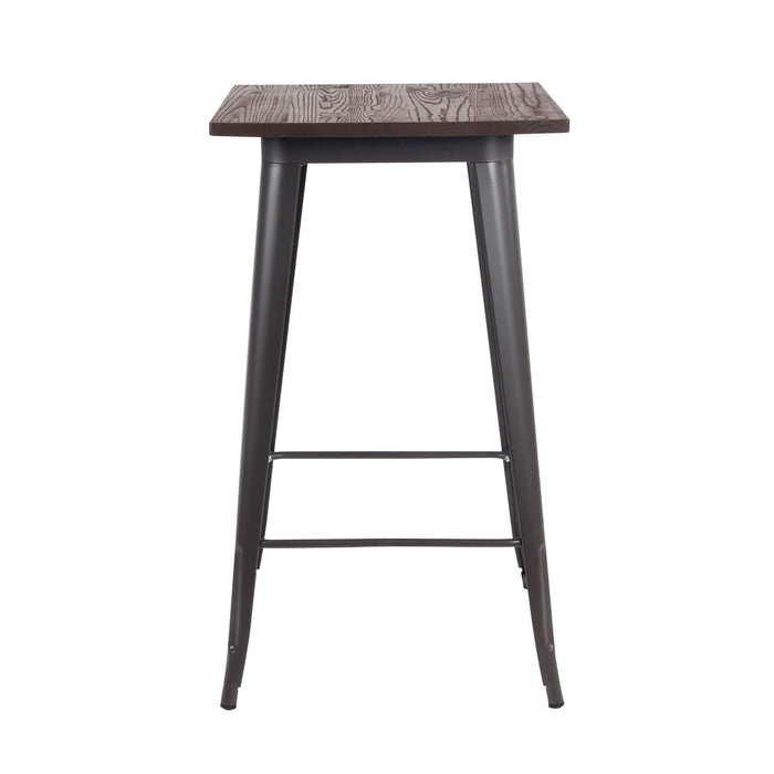 TAVOLINO ALTO PORDOI IN ACCIAIO CON PIANO DI LEGNO 60 X 60 X H103 CM