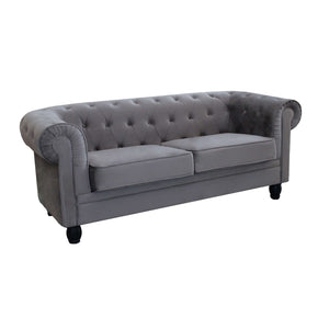 DIVANO A 2  POSTI CHESTERFIELD IN VELLUTO COLORE GRIGIO