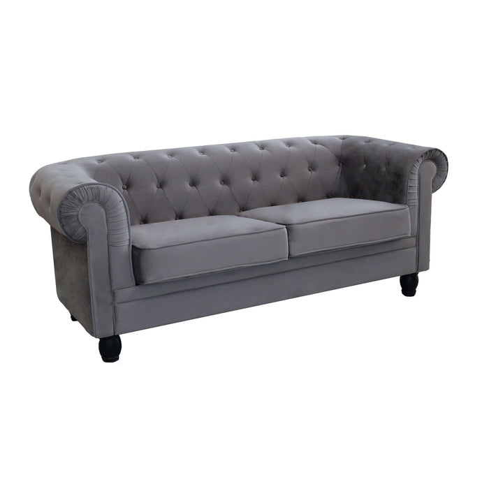 DIVANO A 2  POSTI CHESTERFIELD IN VELLUTO COLORE GRIGIO
