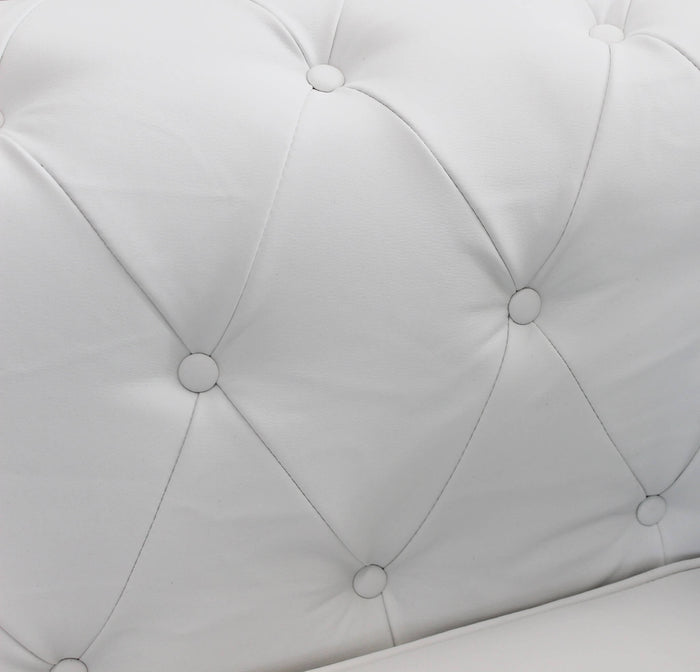 DIVANO A 2 POSTI CHESTERFIELD IN ECOPELLE COLORE BIANCO