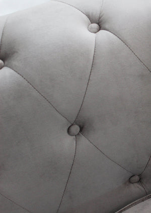 DIVANO A 2  POSTI CHESTERFIELD IN VELLUTO COLORE GRIGIO