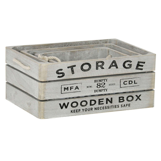 SET DI 3 CASSETTE IN LEGNO ROSELINE PORTA OGGETTI