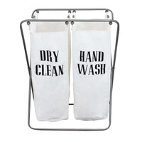 CESTA PORTA BIANCHERIA IN TESSUTO BIANCO E STRUTTURA IN FERRO