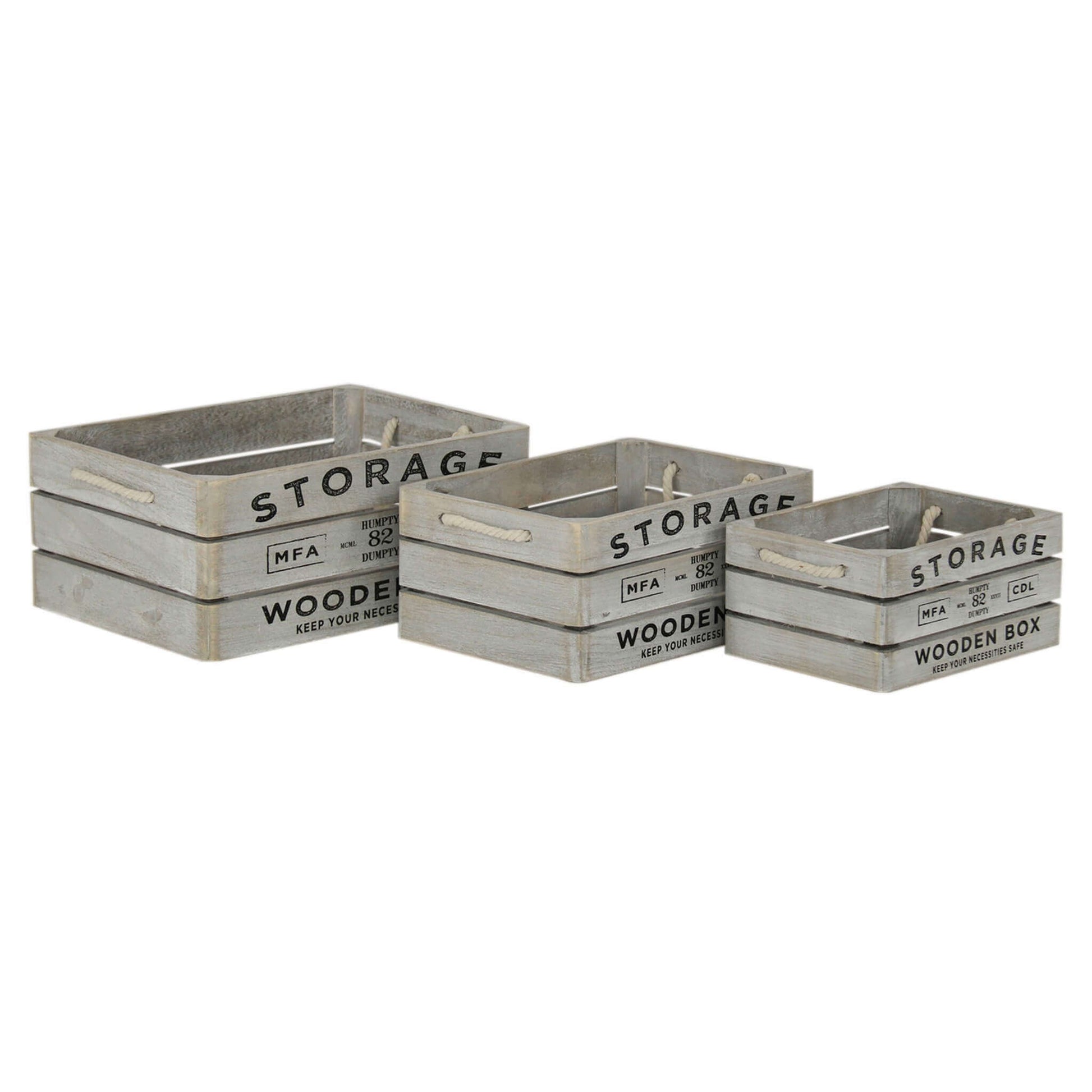 SET DI 3 CASSETTE IN LEGNO ROSELINE PORTA OGGETTI