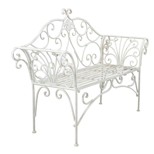 PANCA ELOISE IN ACCIAIO VERNICIATO A POLVERE BIANCO ANTICO