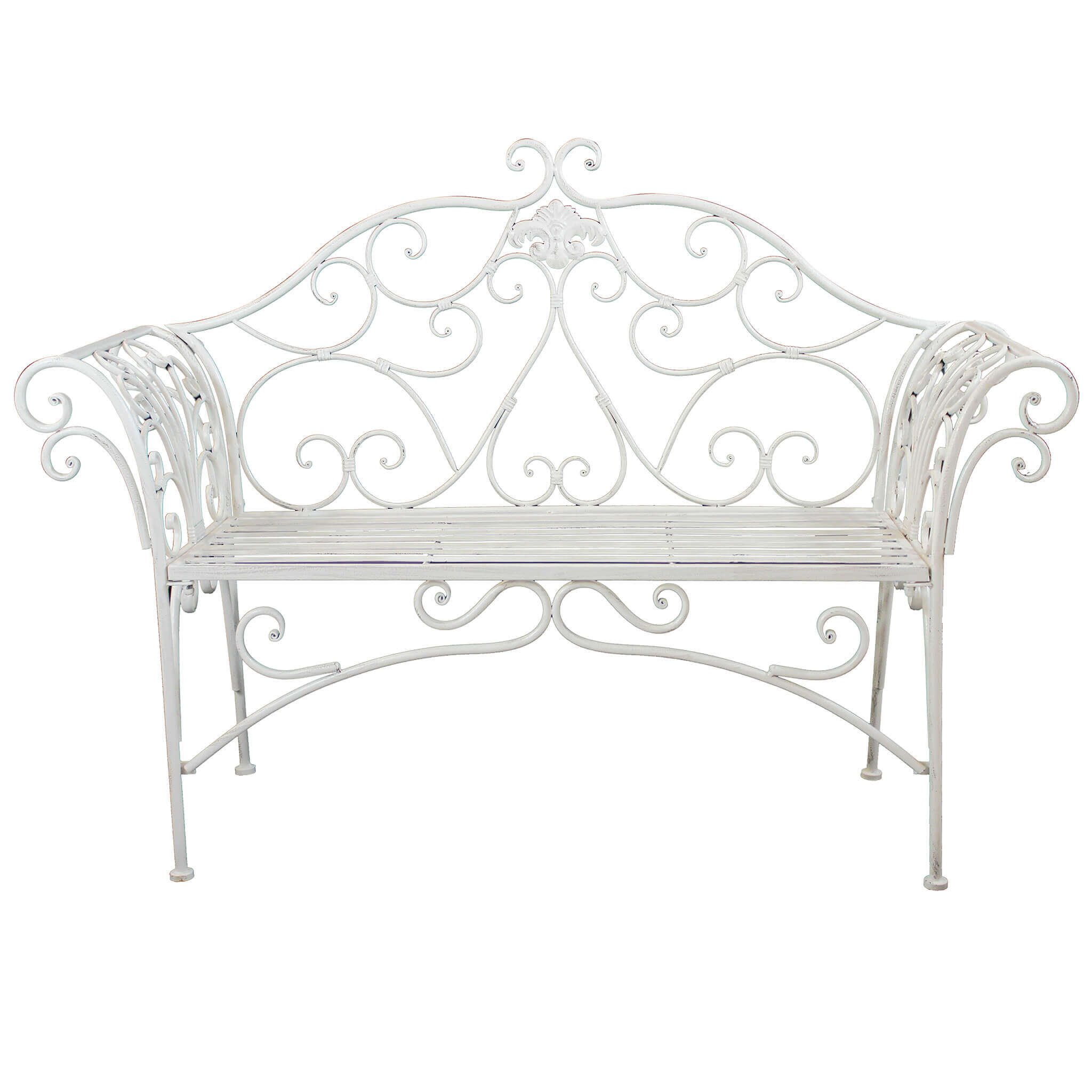 PANCA ELOISE IN ACCIAIO VERNICIATO A POLVERE BIANCO ANTICO