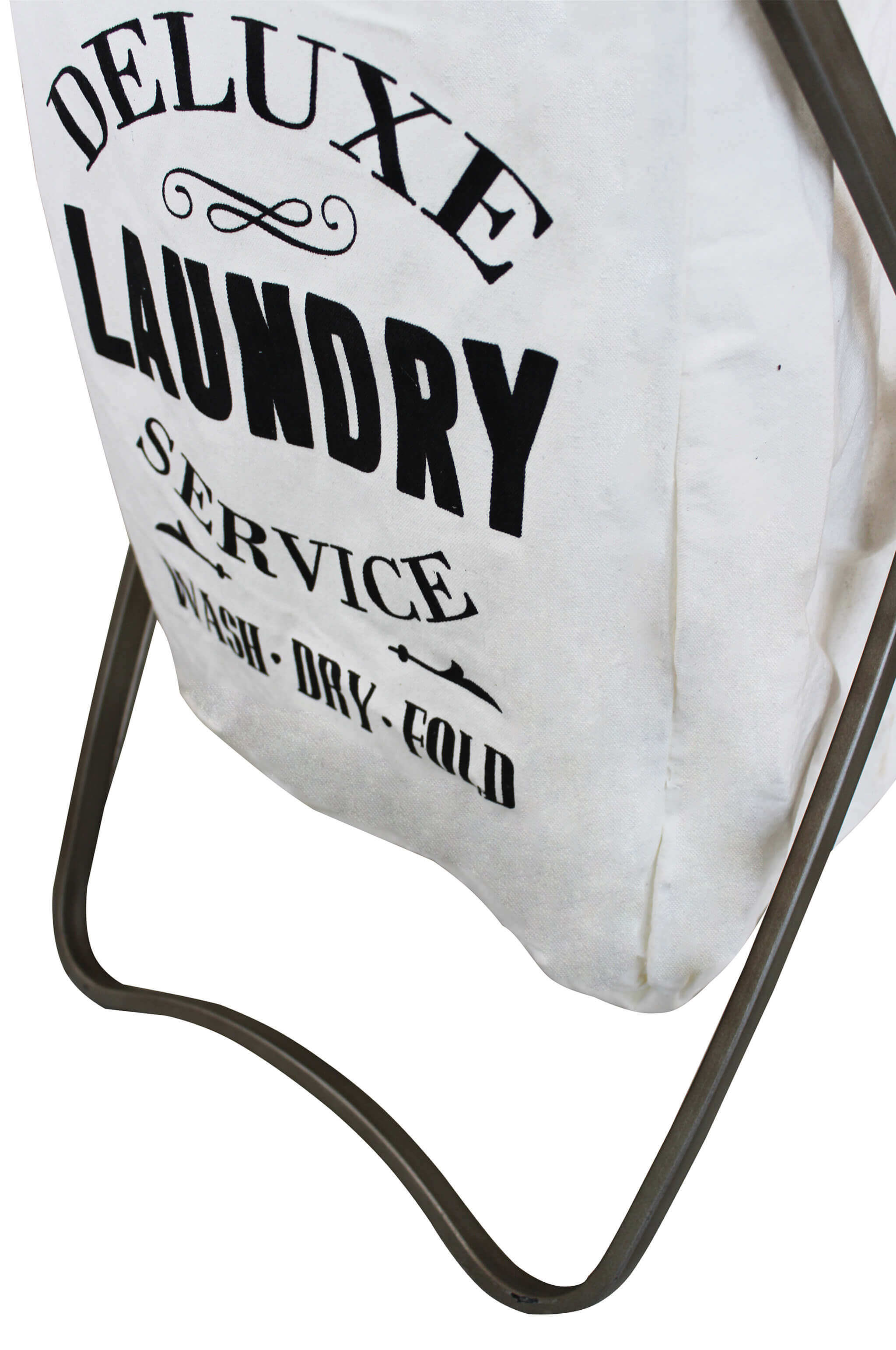 CESTA PORTA BIANCHERIA GILBERT IN TESSUTO BIANCO E STRUTTURA IN FERRO