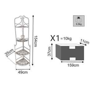 SCAFFALE PORTAVASI CHARLOTTE CON 4 PIANI IN COLORE BIANCO ANTICO