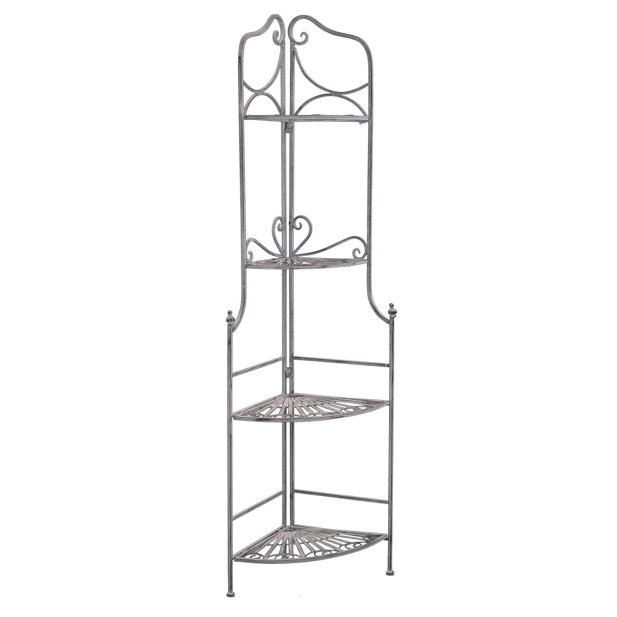 SCAFFALE PORTAVASI CHARLOTTE CON 4 PIANI IN COLORE BIANCO OSSIDATO