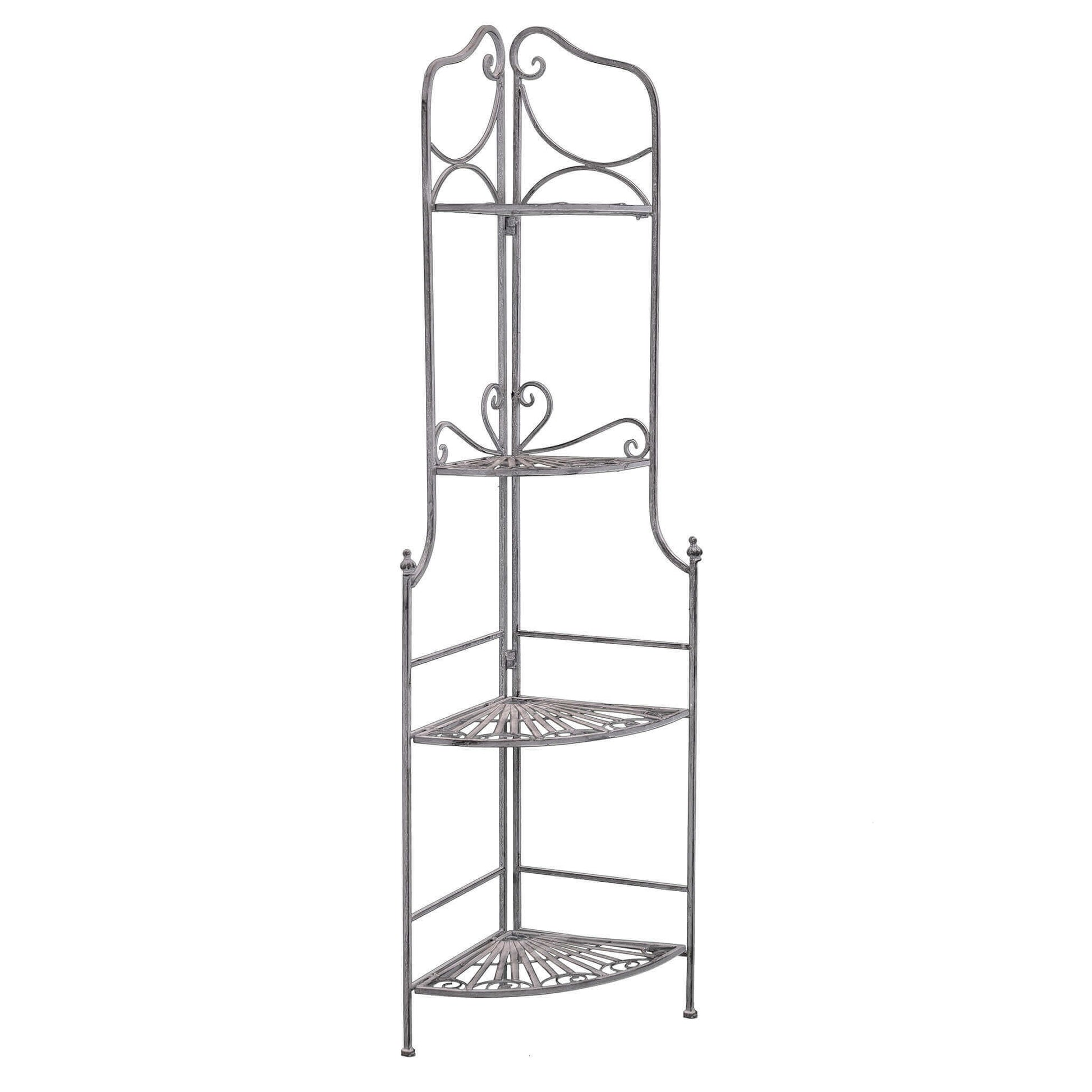 SCAFFALE PORTAVASI CHARLOTTE CON 4 PIANI IN COLORE BIANCO OSSIDATO