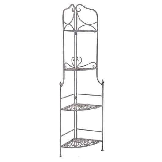 SCAFFALE PORTAVASI CHARLOTTE CON 4 PIANI IN COLORE BIANCO OSSIDATO