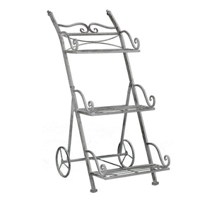 SCAFFALE PORTAVASI KIMBERLY CON 3 PIANI IN COLORE BIANCO OSSIDATO