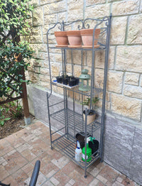 SCAFFALE PORTAVASI NOELLE CON 4 PIANI IN COLORE BIANCO OSSIDATO 61 X 32X H156 CM