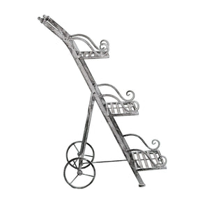 SCAFFALE PORTAVASI KIMBERLY CON 3 PIANI IN COLORE BIANCO OSSIDATO