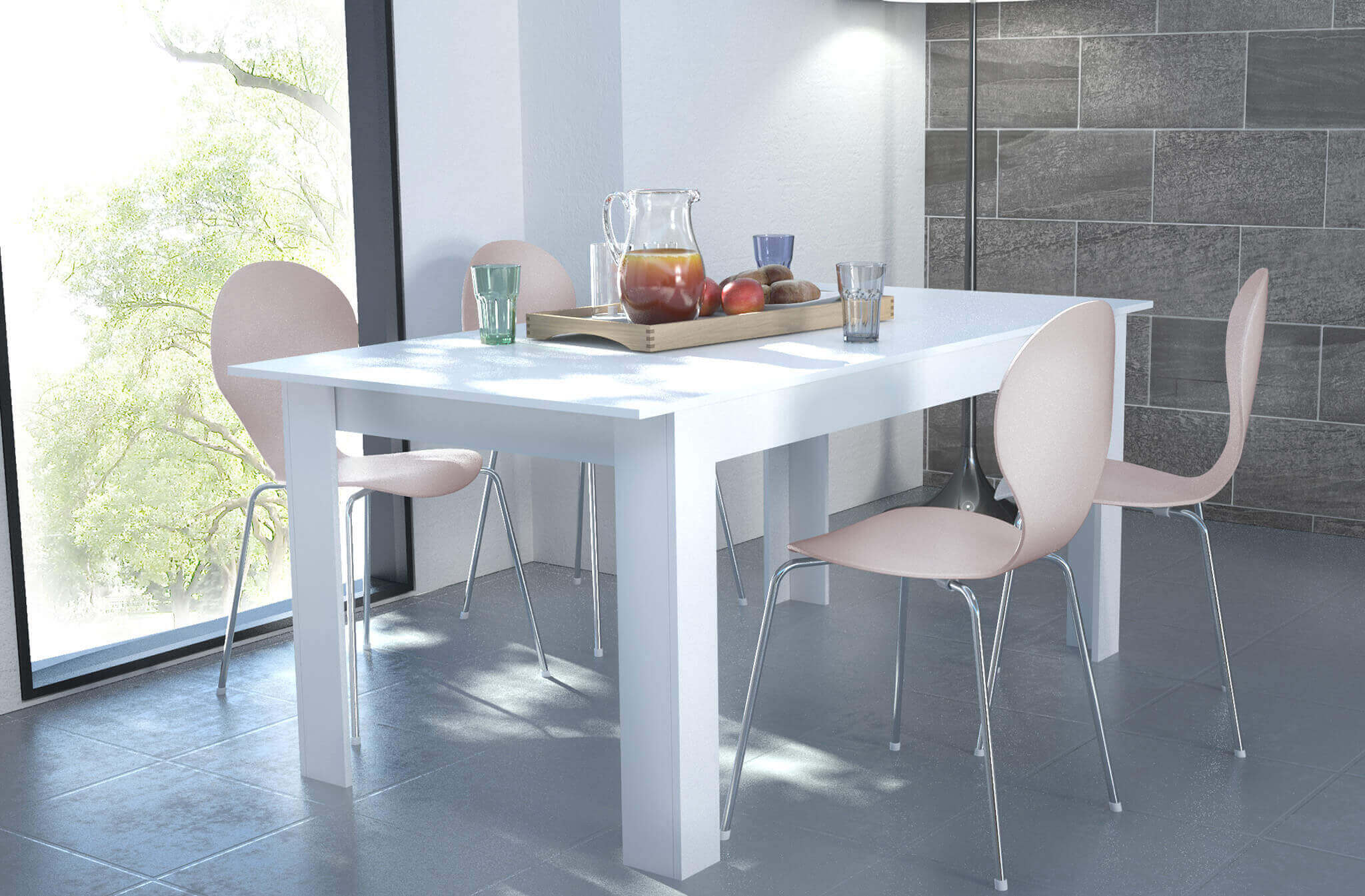 TAVOLO GEMMA ALLUNGABILE 160/200 X 90 X H75 CM BIANCO