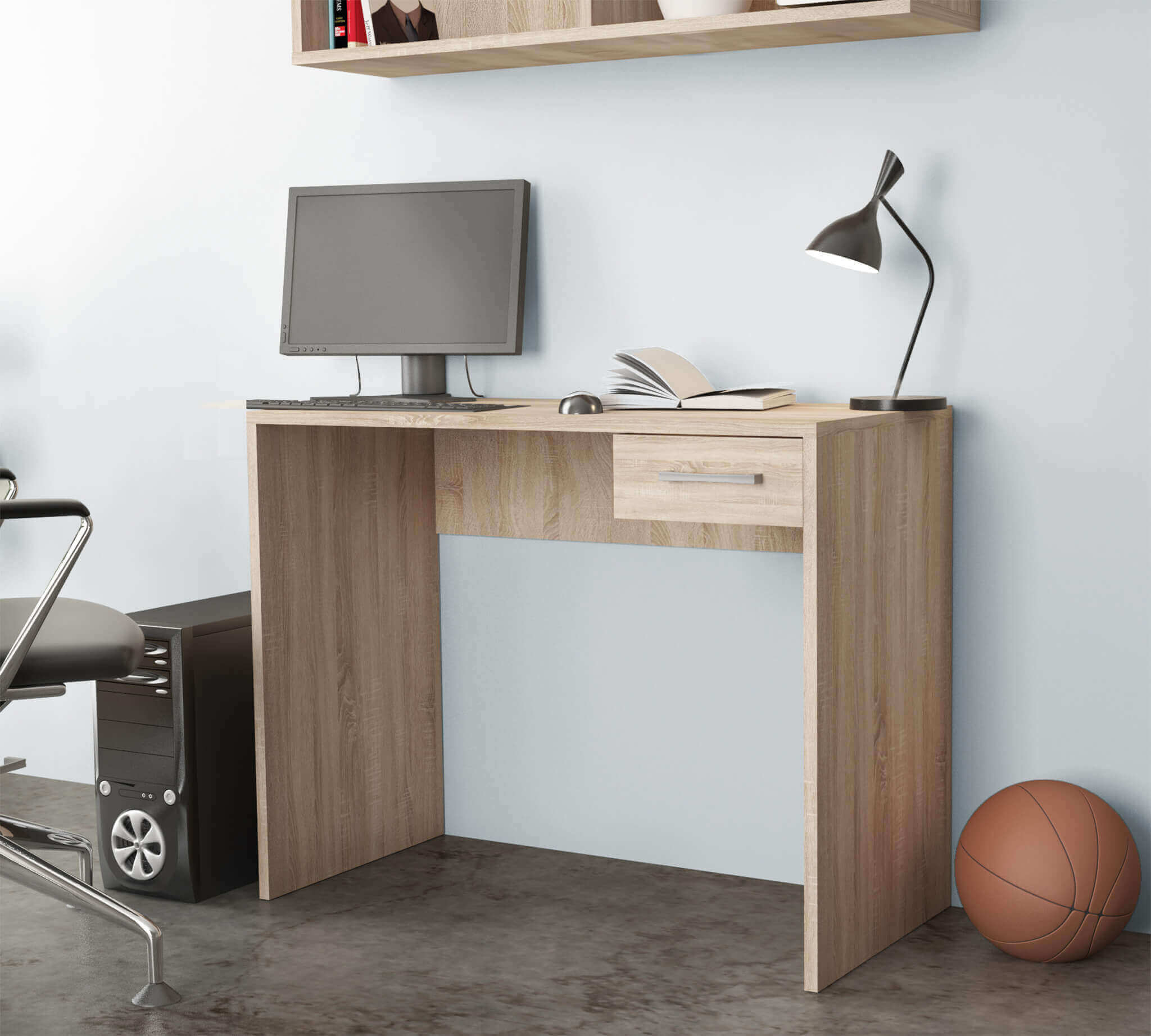 SCRIVANIA PORTA PC TOM IN COLORE QUERCIA CHIARO 90 X 45 X H74 CM