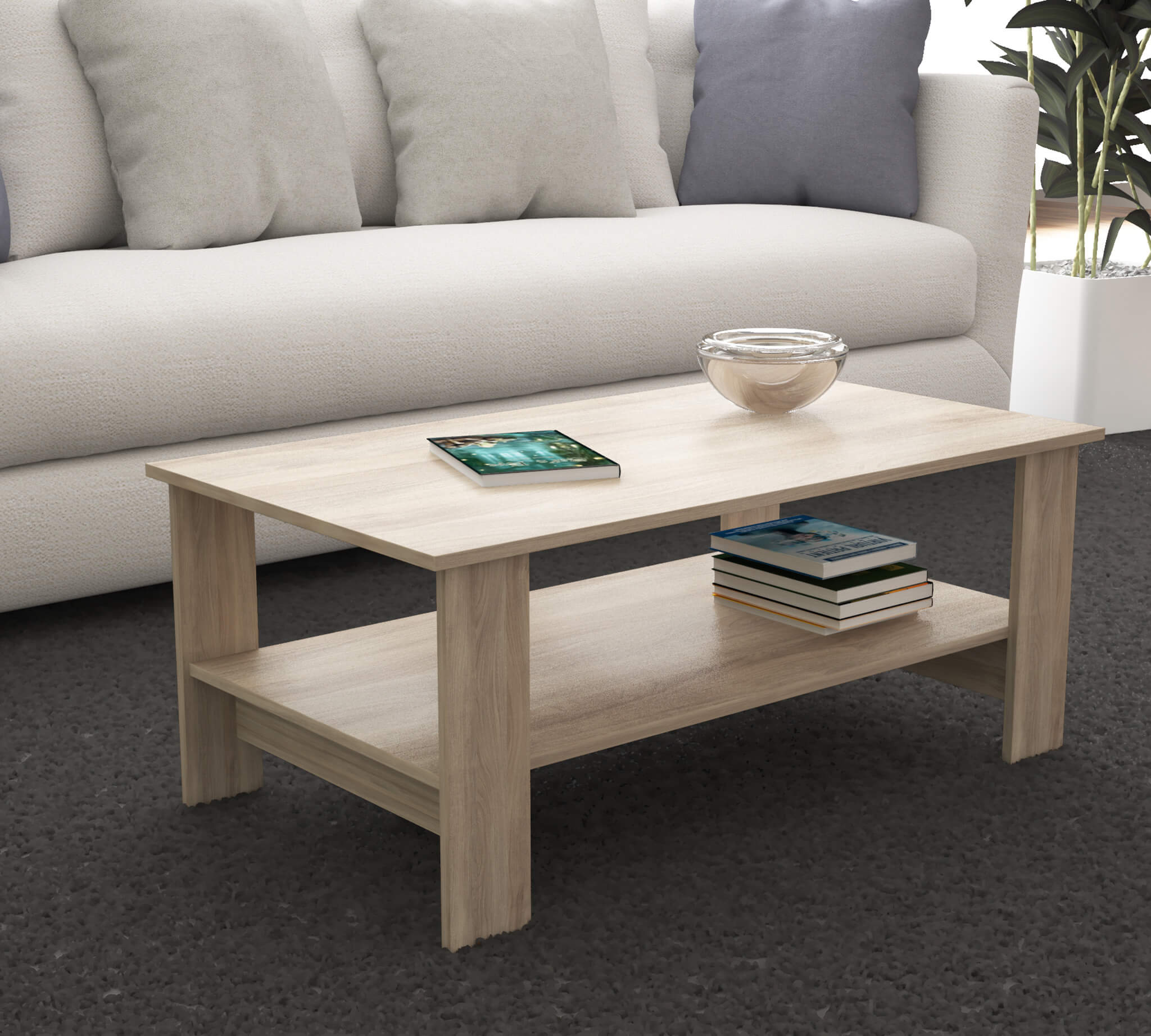 TAVOLINO MATCH DA SALOTTO IN COLORE ROVERE GRIGIO 100 X 55 X H41 CM