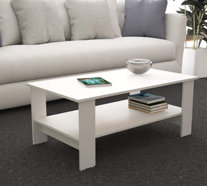 TAVOLINO MATCH DA SALOTTO IN COLORE BIANCO 100 X 55 X H41 CM