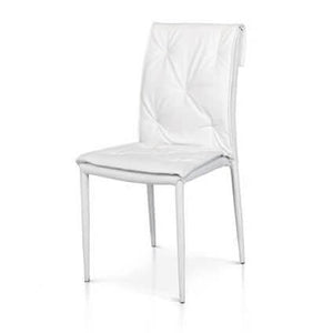 SEDIA BIANCA 977 IN ACCIAIO E SEDUTA IN ECOPELLE