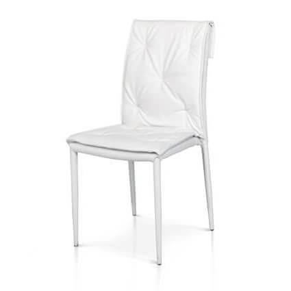 SEDIA BIANCA 977 IN ACCIAIO E SEDUTA IN ECOPELLE