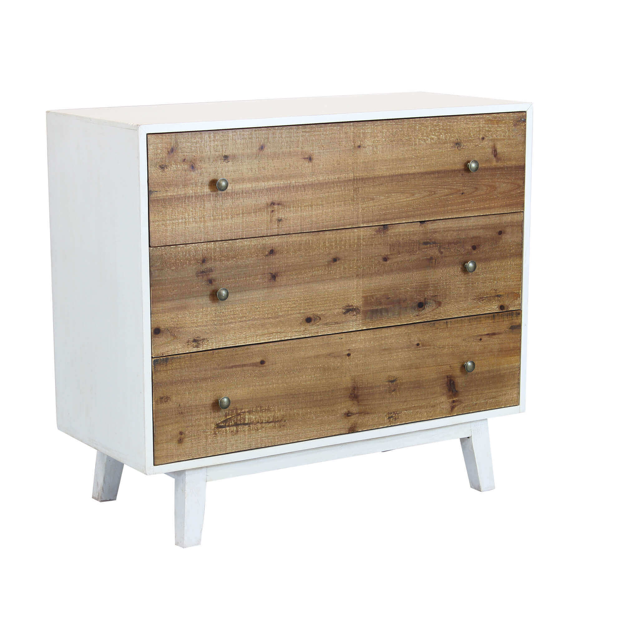 MOBILE BARNEY BIANCO CON DECORO COLOR NATURALE 100 X 45 X H90 CM