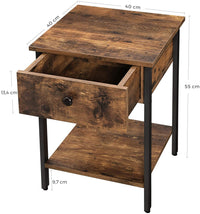 LET55BXV1 Comodino rustico marrone con cassetto di VALORA