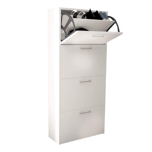 SCARPIERA MOLLY 4 ANTE A RIBALTA IN COLORE BIANCO 59 X 25 X H140 CM