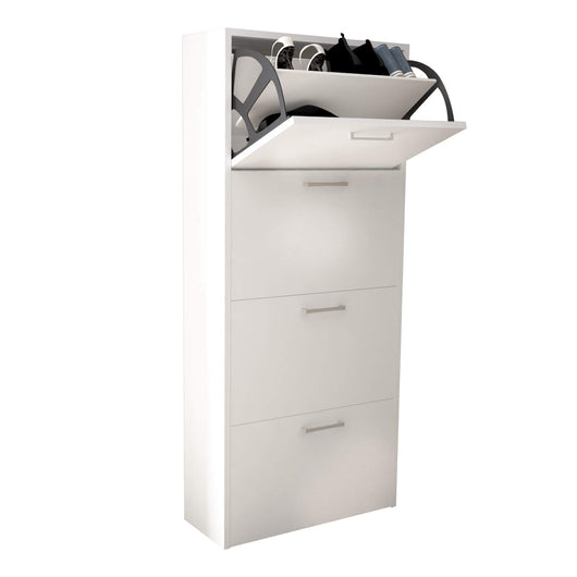 SCARPIERA MOLLY 4 ANTE A RIBALTA IN COLORE BIANCO 59 X 25 X H140 CM