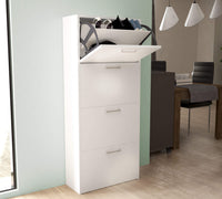 SCARPIERA MOLLY 4 ANTE A RIBALTA IN COLORE BIANCO 59 X 25 X H140 CM