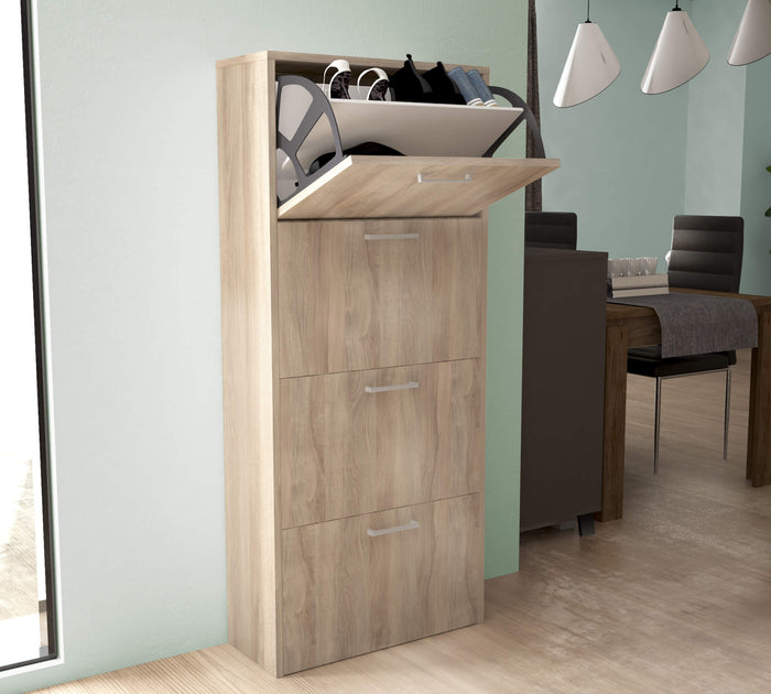 SCARPIERA MOLLY 4 ANTE A RIBALTA OLMO CHIARO 59 X 25 X H140 CM